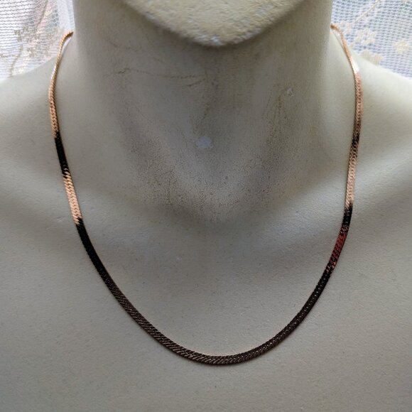 Vintage Unisex Russian USSR 14K 583 Rose Pink Gold Snake Link Chain Necklace P - Picture 4 of 8